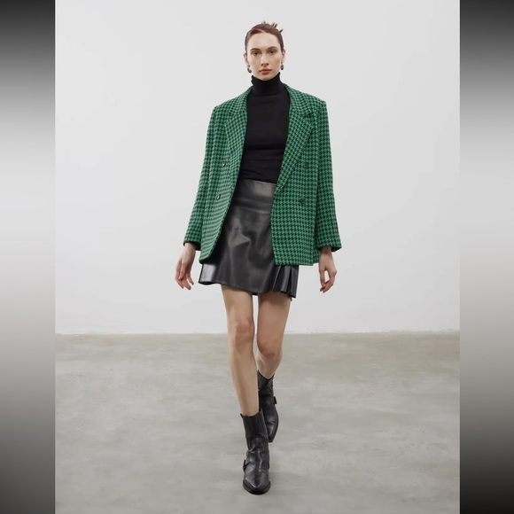 16 Houndstooth Pattern Green Oversized
Blazer Jacket - Picture 2 of 3